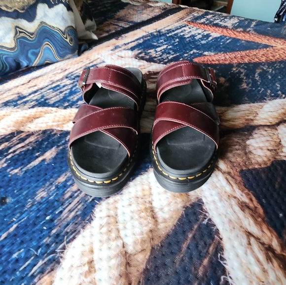 Dr. Martens Burgundy Leather Sandals